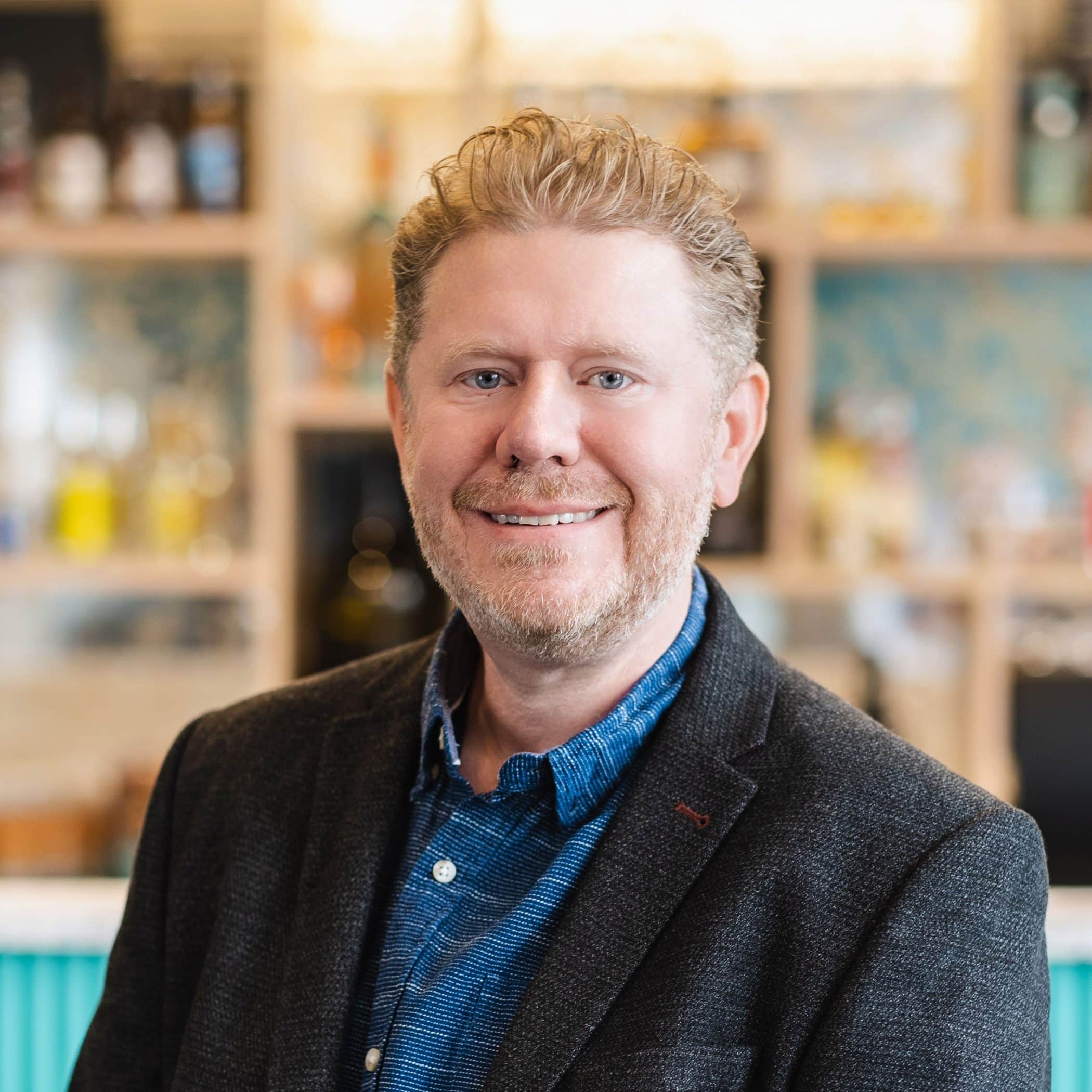 Paul McGrane in front of the Croxsons bar.