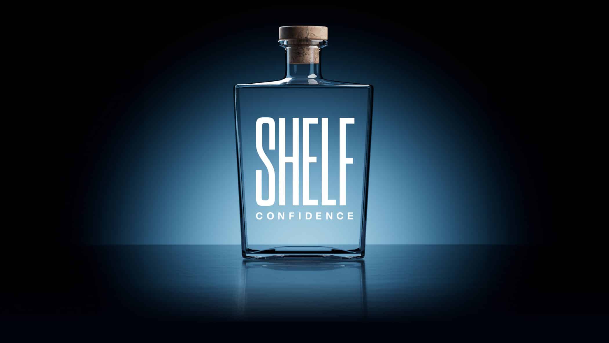 Square bottle with bartop closure on a dark blue background.
